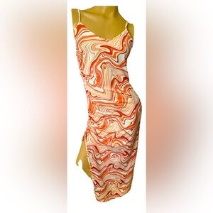 Long slitted spaghetti strap dress